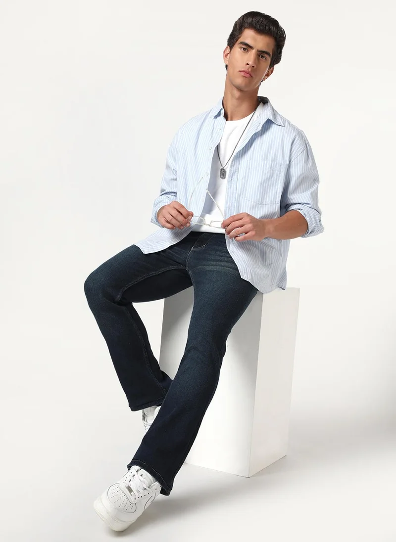 Urbano Fashion  Urbano Fashion Men's Dark Blue Bootcut Fit Mid Rise Heavy Washed Jeans Stretchable for Men | Best Price UAE